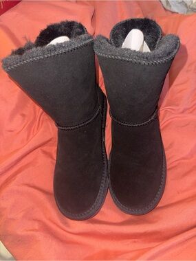 Style & Co. Black Faux-Suede Shearling-Lined Ankle Boots